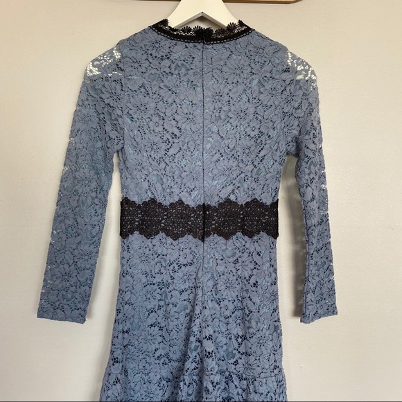 Metisu Blue Hollow Cutout Lace Swing Midi Dress Blue Sz Small - Picture 9 of 12